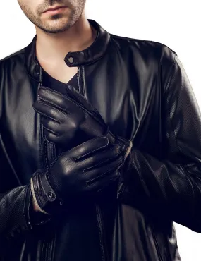 YISEVEN Men's Deerskin Leather Gloves Hand Sewn