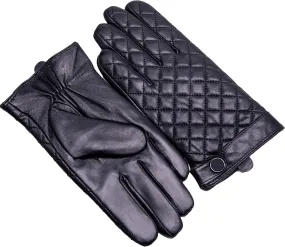 YISEVEN Men's Lambskin Quilted Leather Gloves Touchscreen