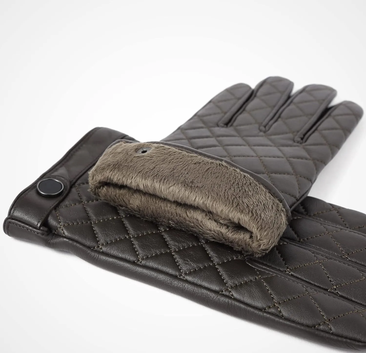 YISEVEN Men's Lambskin Quilted Leather Gloves Touchscreen