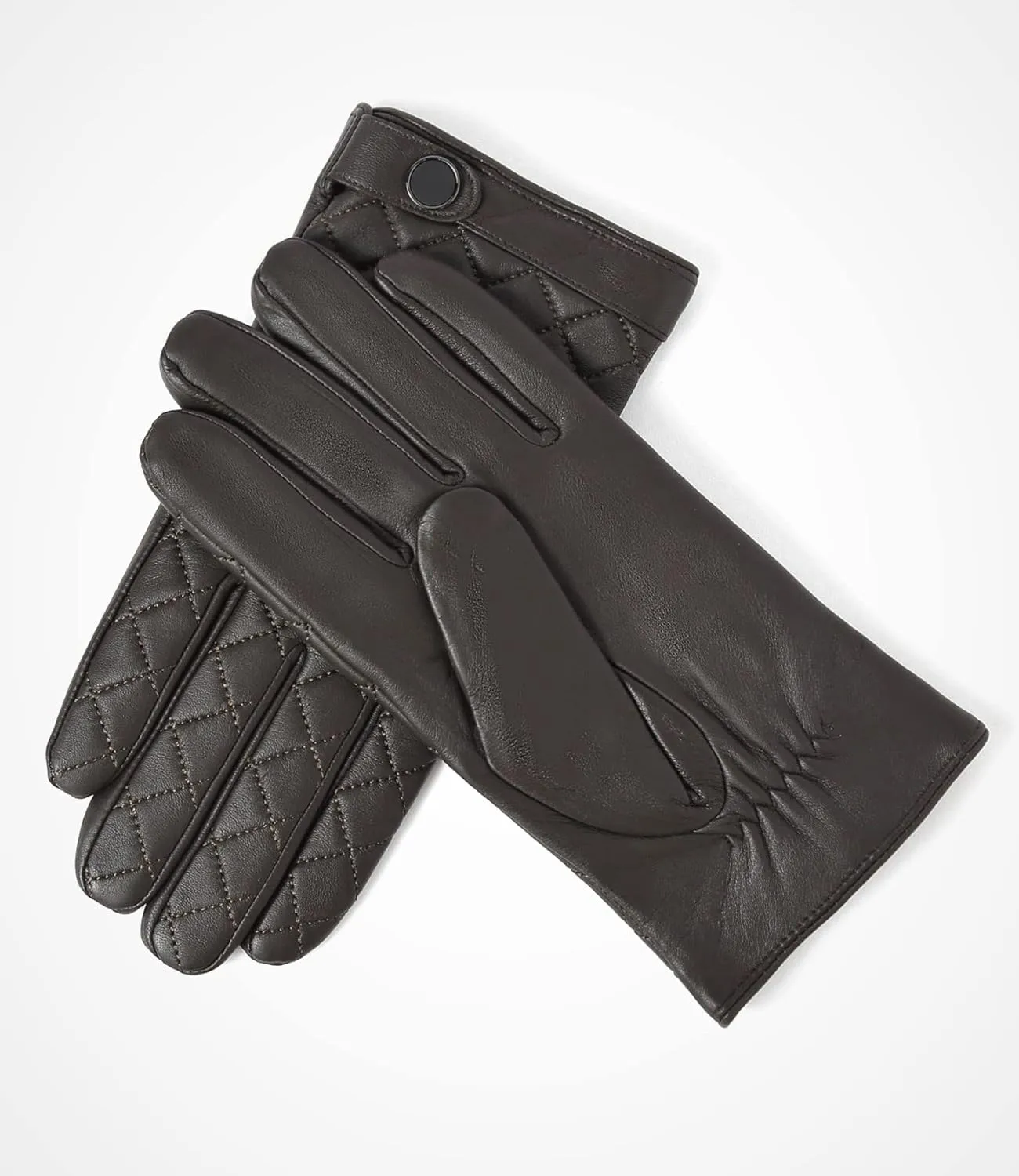 YISEVEN Men's Lambskin Quilted Leather Gloves Touchscreen