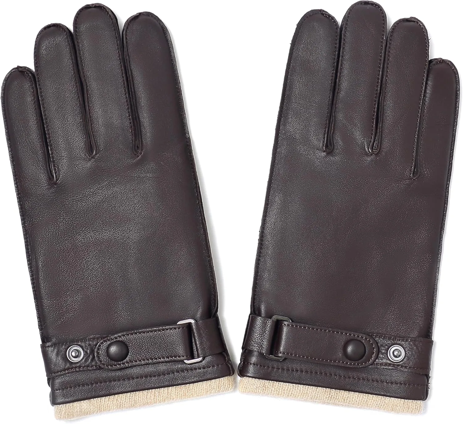 YISEVEN Men's Winter Cashmere Lined Touchscreen Lambskin Leather Gloves