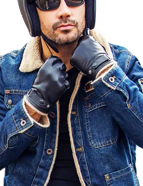 YISEVEN Men's Winter Cashmere Lined Touchscreen Lambskin Leather Gloves