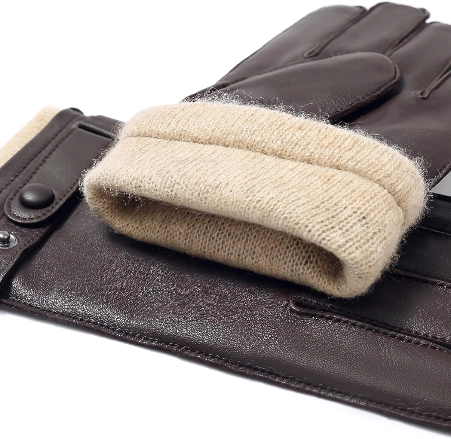 YISEVEN Men's Winter Cashmere Lined Touchscreen Lambskin Leather Gloves