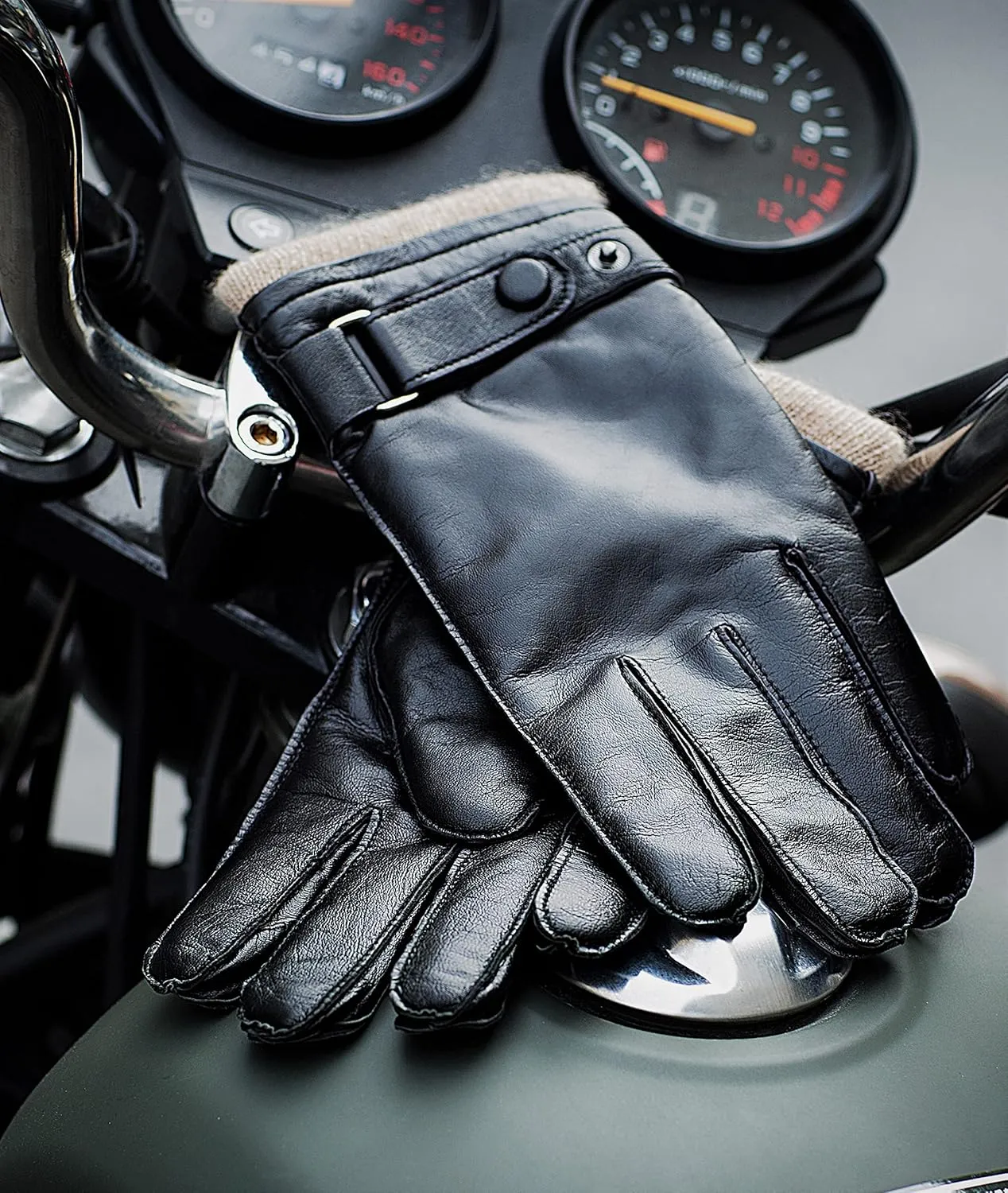 YISEVEN Men's Winter Cashmere Lined Touchscreen Lambskin Leather Gloves