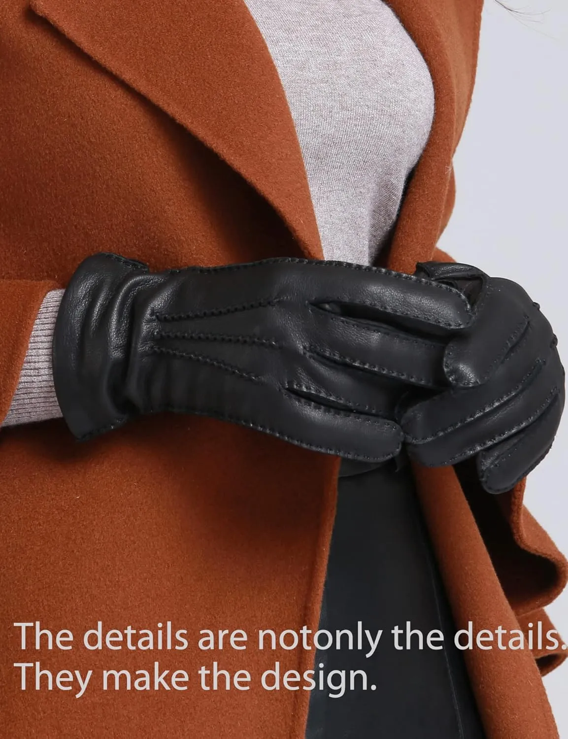 YISEVEN Women's Deerskin Leather Gloves Hand Sewn