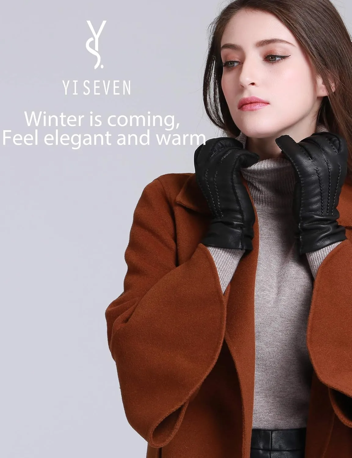 YISEVEN Women's Deerskin Leather Gloves Hand Sewn