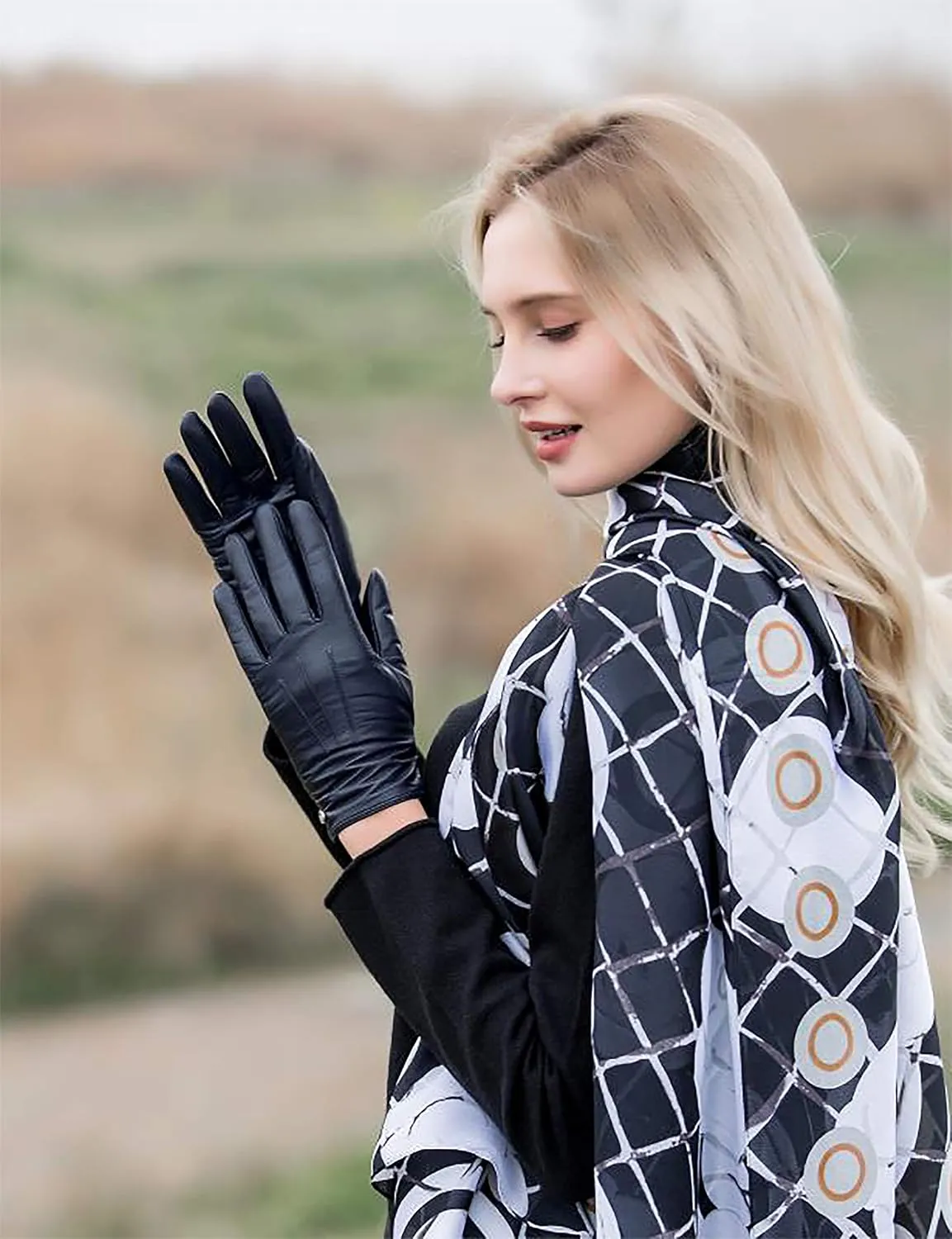 YISEVEN Women's Winter Genuine Leather Gloves Touchscreen Three Points
