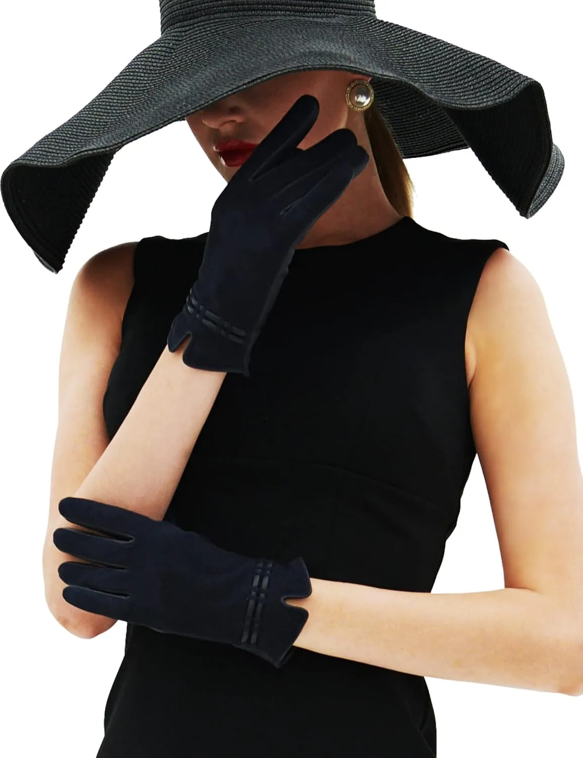 YISEVEN Women’s Winter Sheepskin Suede Leather Gloves Touchscreen
